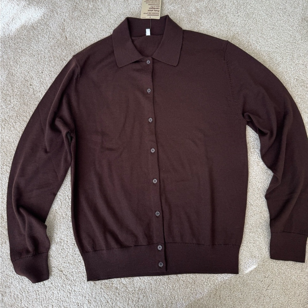 MUJI NWT 100% Wool Button-Up Cardigan Sweater | Size S | Quiet Luxury Minimalist